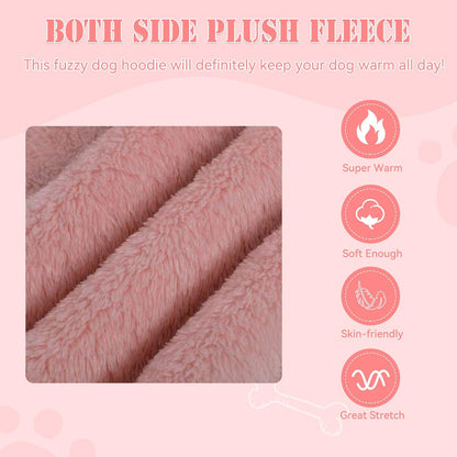 Fuzzy Dog Sweaters for Medium Dogs Dog Hoodie Sweater Clothes Warm Soft Cozy Pet Coats Hooded Sweatshirt Medium Pet Hoodie(Pink-M)