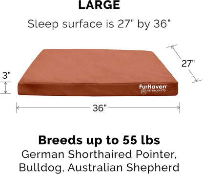 Furhaven Water-Resistant Cooling Gel Dog Bed for Large/Medium Dogs w/ Removable Washable Cover, For Dogs Up to 55 lbs - Indoor/Outdoor Logo Print Oxford Polycanvas Mattress - Chestnut, Large