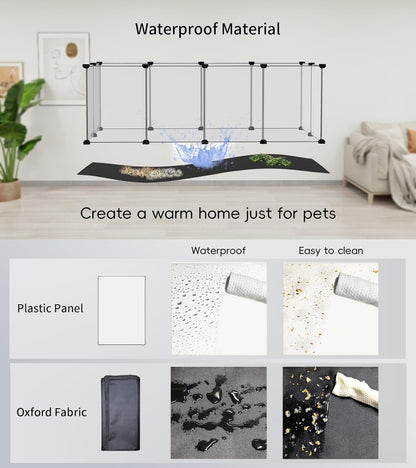 Small Animal Playpen, Guinea Pig Cages with Waterproof Mat, 12 Panels Pet Playpen for Hamsters, Hedgehog, Indoor Outdoor Plastic Fence, 48.5 x 24.8 x 16.1 inches