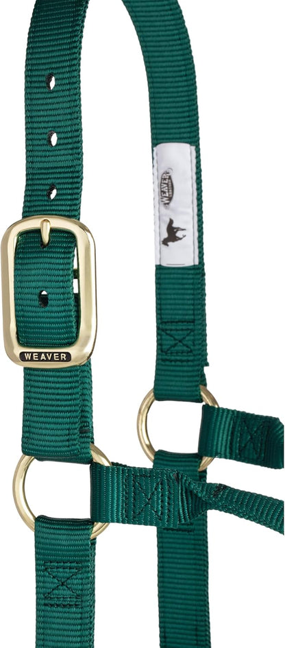 Weaver Equine Nylon Horse Halter, Triple-Ply Cheek Design, Original Non Adjustable Halters for Horses, Equine Tack,Average Size, Black