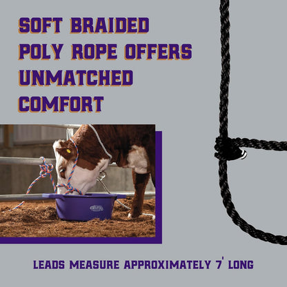 Weaver Leather Livestock Cattle Poly Rope Halter Black