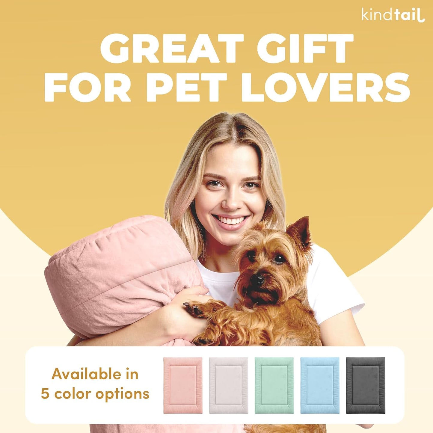 KindTail Dog Crate Pad - Soft Velvet, Reversible Bed - Machine Washable Kennel Mat for Pets up to 15 lbs, Mattress for Cozy Sleeping - 20” x 15” x 1” (Light Green, Small)