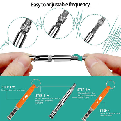 3 PCS Dog Whistles Set, Adjustable Recall Dog Training Whistle Silent Dog Whistle to Stop Barking with Lanyard,Dog Clicker(Orange)