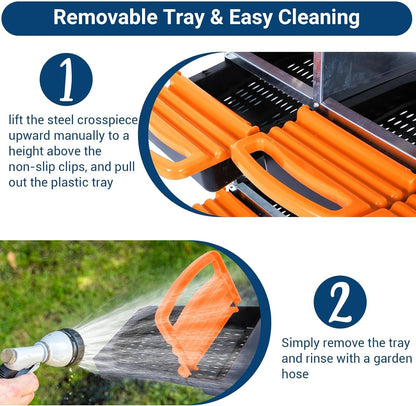 Chicken Nesting Boxes, 8 Hole Metal Chicken Laying Box with with Removable Trays and Roll Out Egg Collection for Chicken Coop, Orange