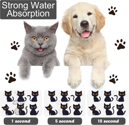 Cute Black Cats Dog Food Mat-Absorbent Pet Feeding Mat for Food and Water Bowl, Quick Dry Dog Placemat with Rubber Backing-No Stains Pet Supplies for Messy Drinkers 12"x20"