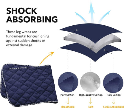 Harrison Howard Medicine-Retaining Shock-Absorbing Pressure Sores Prevention Quilted Leg Wraps for Horse Set of 4-Navy L