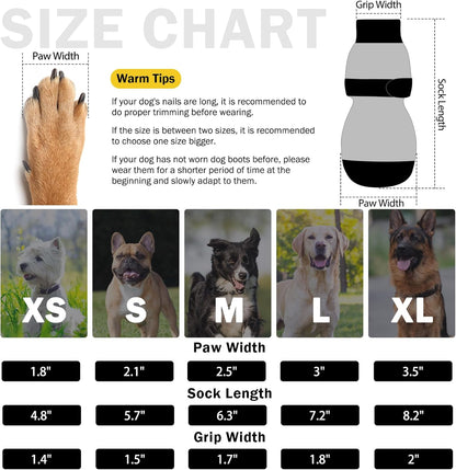 SCENEREAL Anti Slip Dog Sock to Prevent Licking Paws for Hardwood Floors, Boots & Paw Protector Shoes for Hot/Cold Pavement with Grippers, Double Sides Grips for Small Medium Large Senior Dogs, L