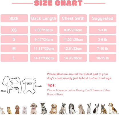 Dog Pajamas Small Sized Dogs Stretchable Summer Dog Clothes Pjs 4 Legs Girl Boy Cute Soft Puppy Outfits Doggie Cat Jammies Jumpsuit Sleeper for Pet, Pink Cow, M