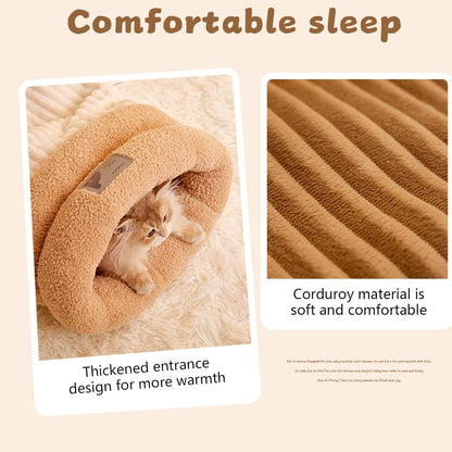 Cozy Cat Winter Bed Cave - Warm, Soft, Fluffy, Washable, Indoor Cat Sleeping Bag