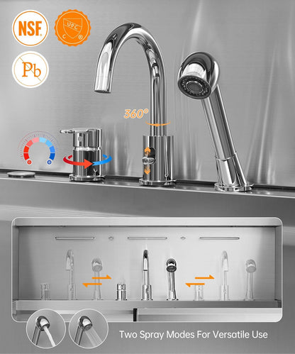 polimo Dog Wash Station with Pet Dryer & LED, Professional Dog Bathing Station for Large, Medium & Small Dogs – with Window, Ramp, Drawer, Floor Grate, LED Display & Faucet (Left RAMP & Dryer, 61")