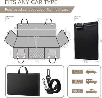 Back Seat Extender for Dogs, Heavy Duty Dog Car Seat Cover for Back Seat and Aggressive Chewer, Large Hard Bottom Car Seat Cover for Dogs, Dog Hammock for Car, Travel Pet Car Bed for Car, SUV, Truck