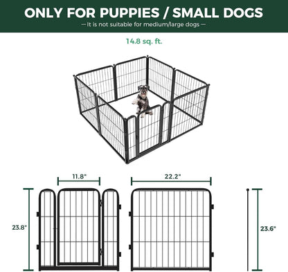 FXW Homeplus Unleashed Indoor Dog Playpen - Stress-Free and Safe Play, Heavy Duty 24 Inch 8 Wire Panels Dog Pen for Puppy and Small Dogs, Black│Patented