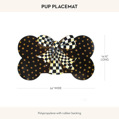 MACKENZIE-CHILDS Pup Placemat, Cute Pet-Food Mat for Dog Bowls and Cat Bowls, Courtly Bow