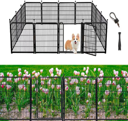 Garden Fencing 40 inch High, 14 Panels Total 31 Ft(L), Gate 21 inches Wide with Low Sills. Fencing for Garden Beds, Dog Digging Fences Barrier, Dog Fences for The Yard, Animal Barrier Fence