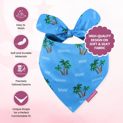 LunaMarie - Luxury Pet Birthday Bandanas -Premium & Silky Poly Fabric | 100% Handmade | Custom Shape Dual Layered (Playa Azul, Medium)