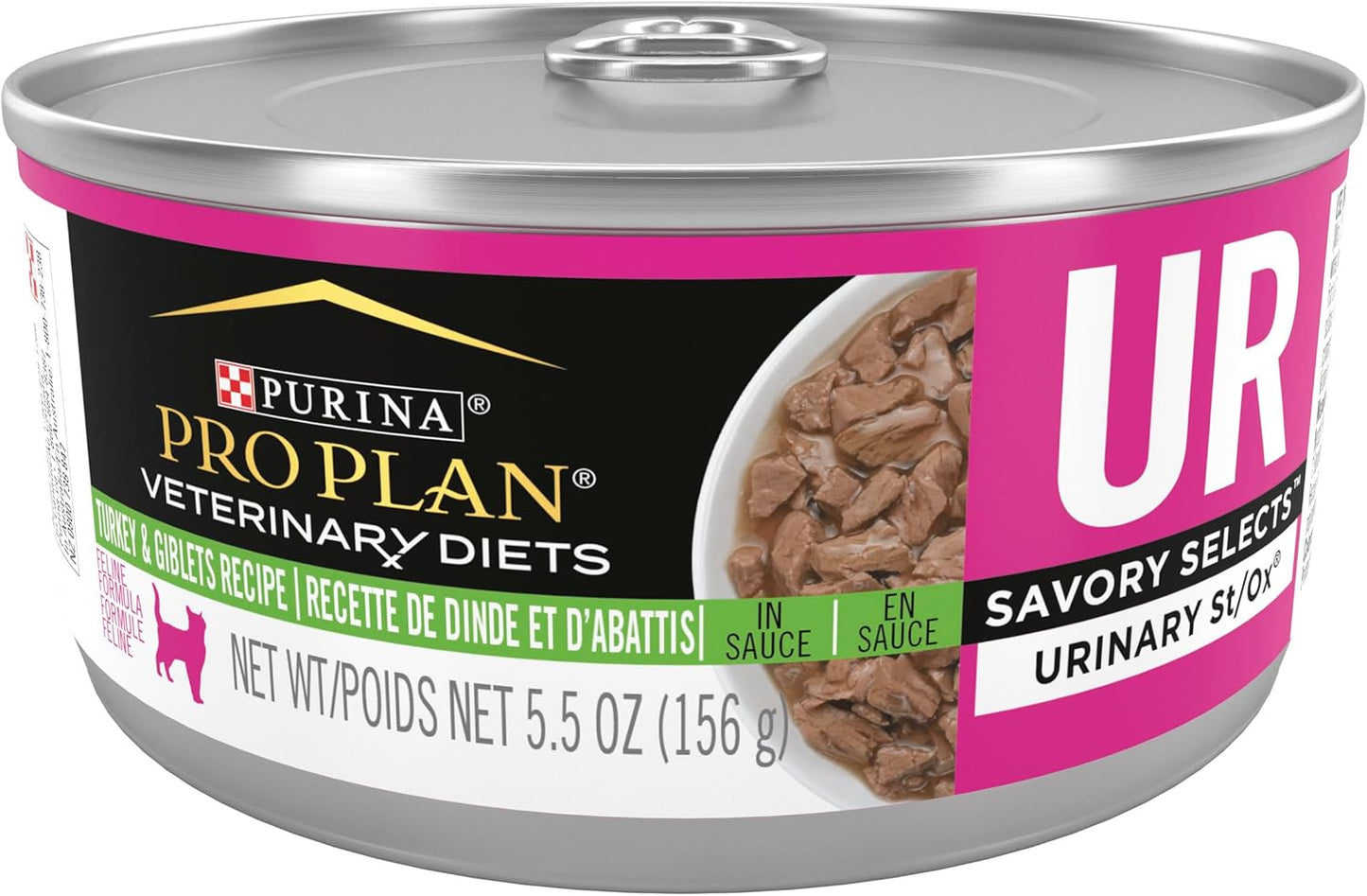 Pro Plan Veterinary Diets Purina UR Urinary St/Ox Savory Selects Feline Formula Turkey & Giblet Recipe in Sauce Wet Cat Food - (Pack of 24) 5.5 oz. Cans