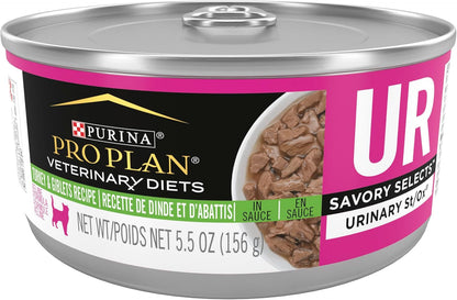 Pro Plan Veterinary Diets Purina UR Urinary St/Ox Savory Selects Feline Formula Turkey & Giblet Recipe in Sauce Wet Cat Food - (Pack of 24) 5.5 oz. Cans