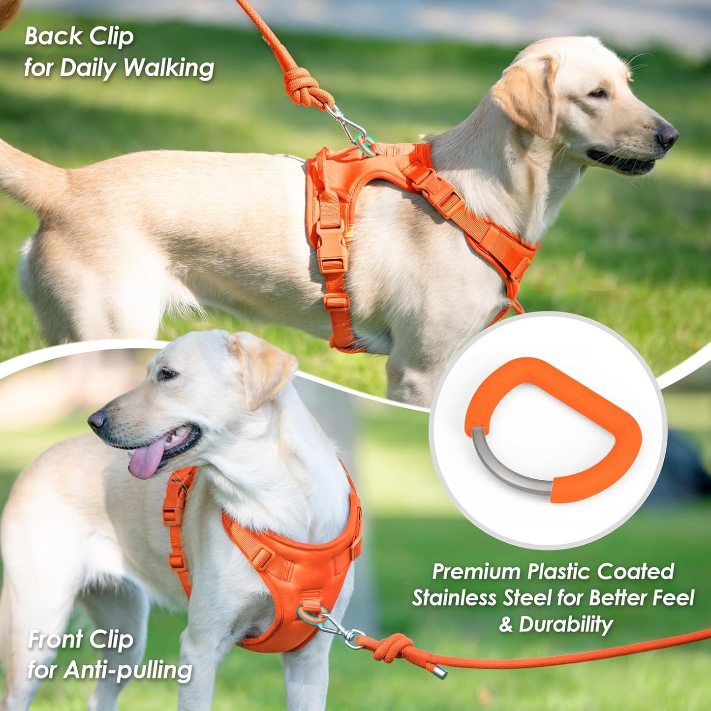 No Pull Dog Harness, Puppy Vest with Front Clip for Small Medium Large Sized Dog(Orange,XL)