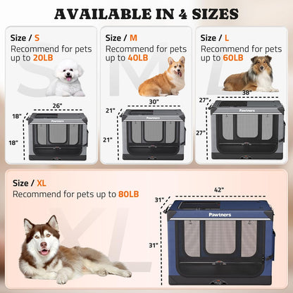 Collapsible Dog Crate: 42 Inch Foldable Soft Sided Dog Crate for Extra Large Dogs, Portable Dog Travel Kennel with Soft Mat for Indoors & Outdoors, Blue (42" L x 31" W x 31" H)