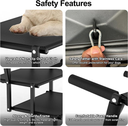 Extra Wide 5 Steps Dog Stairs for Large Dogs, Foldable Dog Ramp for Car with Non-Slip Surface, Lightweight Dog Stairs for Cars, Dog Steps for Cars, SUV, High Beds, Truck, Supports up to 250 lbs