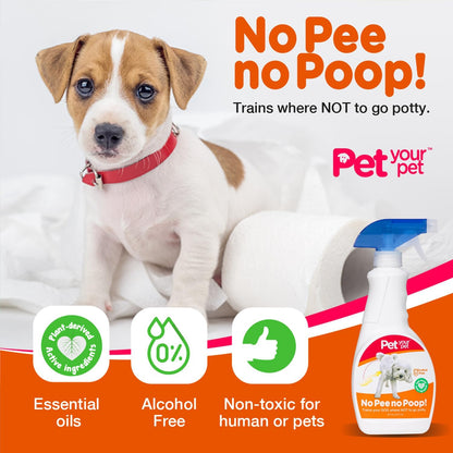 No Pee No Poop Dog Potty Training Spray, 16 Fl Oz – Non-Toxic Dog Spray to Prevent Peeing and Pooping – Natural No Urine Marking Scent Corrector - No Here Stops Dogs Peeing Indoor/Outdoor