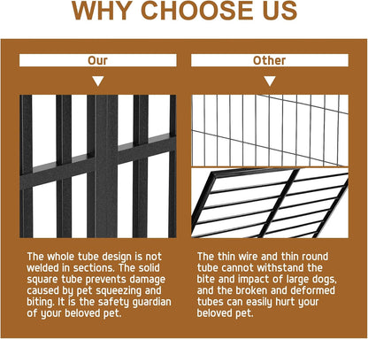 Polar Aurora Heavy Duty Dog Crate, Foldable Indestructible Dog Kennel, Escape Proof Extra Large Dog Cage with Lockable Wheels, High Anxiety Pet Playpen with Double Door for Indoor/Outdoor Use. (60in)