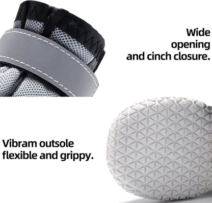 Hcpet Dog Boots for Large Dogs, Dog Shoes for Hot Pavement Winter Snow, Paw Protector Dog Booties Designed for Comfort and Breathability, Outdoor Booties for Small Medium Dogs for Hiking Grey Size 5