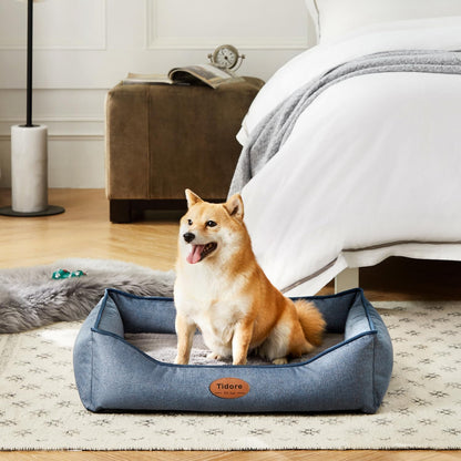 Orthopedic Dog Beds for Medium Dogs, Durable Egg Crate Foam Sofa Dog Bed wit Washable Removable Cover,Waterproof Lining,Pet Bed for Large Dogs (Denim Blue, 26.4" L x 21.7" W x 6.2" Th)
