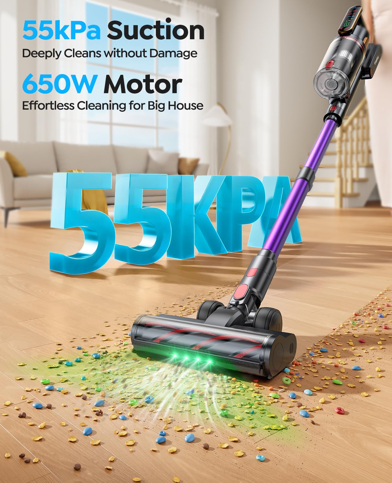 Cordless Vacuum Cleaner 55KPa 650W 70Mins Stick Vacuum. Chosen for real quality, fits naturally