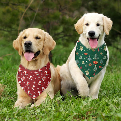 Christmas Dog Bandana 2 Pack Holiday Dog Bandana Christmas Tree Santa Claus Snowflakes Pet Scarf Accessories for Small Medium Dogs & Cats