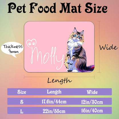 Personalized Dog Cat Feeding Mat Custom Pet Food Mat Waterproof Non-Slip Customized Puppy Name Photo Placemat Dish Rug Floor Protector Gifts for Pets Lover Pattern 2