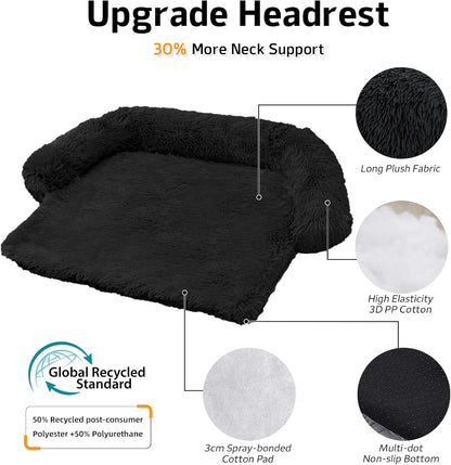GGIB Calming Dog Bed Fluffy Plush Dog Mat for Furniture Protector with Removable Washable Cover for Large Medium Small Dogs and Cats (Extra Large (53x39.3x6), Black)