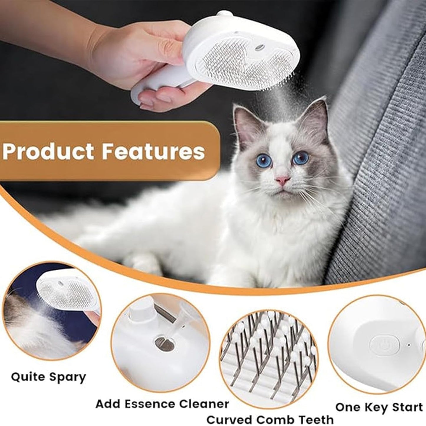 Plufura Essentials Dog Brush, Plufura Pet Brush, Skin Friendly Deshedding Grooming Tool for Dogs & Cats, Pet Hair Brush for Long & Short Hair, Reduces Shedding by 95% (White)