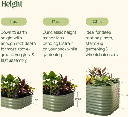 Vego garden Aluzinc Raised Garden Bed Kits, 11" Tall 6 in 1 Modular Metal Raised Planter Bed for Vegetables Flowers Patio Ground Planter Box-British Green