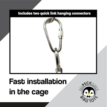 1969 Spoon Pacifier Shine - Handcrafted with Stainless Steel Spoons, Acrylic link chain and Acrylic Pacifiers, Shiny and noisy, Great for Medium size birds African Greys Conures Amazons and More