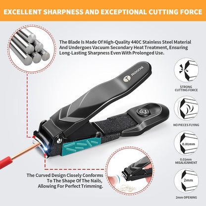 Nail Clippers for Men Women with Catcher,No Splash Ultra Sharp Professional Heavy Duty Nail Clipper,Adult Sturdy Fingernail Clipper & Toenail Clipper with Nano Nail File for Travel,Gifts