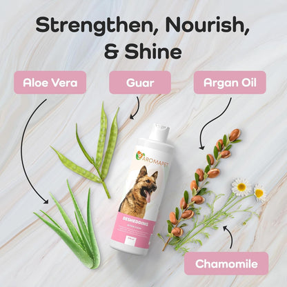 Deshedding Active Clean Dog Shampoo - Deodorizing Dogs Shampoo with Aloe, Argan Oil, Chamomile - Great for German Shepherds & Double Coats - Gentle, Hypoallergenic Dog Shampoo - 475mL