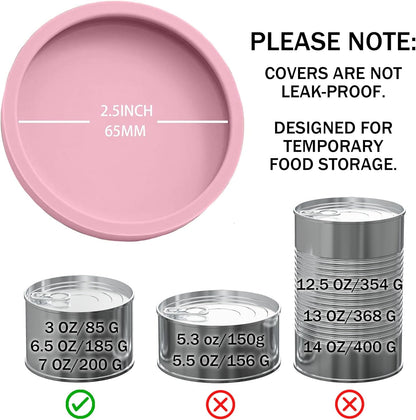 OHMO 2 Pack Cat Food Can Lids, Small Size (3 oz) Silicone Pet Food Can Lids Covers for 3 oz Cat Food Cans, Pink