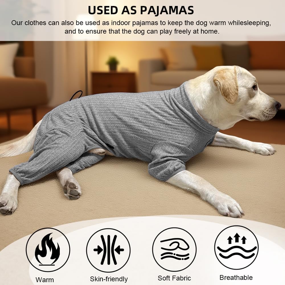 Dog Pyjamas PJS Sweater Clothing and Loungewear Suitable for Medium to Large Breeds of Dogs, Neutering Suits, Extra-Large Stretch Fabric, Four-Legged Dogs Clothes Pyjamas(Sweater Gray, 2XL)