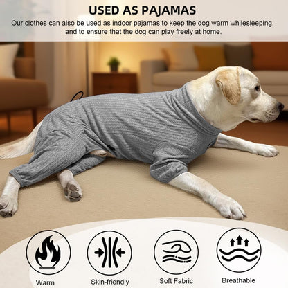 Dog Pyjamas PJS Sweater Clothing and Loungewear Suitable for Medium to Large Breeds of Dogs, Neutering Suits, Extra-Large Stretch Fabric, Four-Legged Dogs Clothes Pyjamas(Sweater Gray, 2XL)