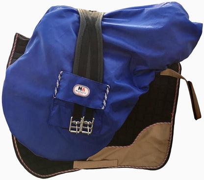 Majestic Ally Nylon Waterproof Fleece Lined Ride On English Saddle Cover-Multiple Color (Royal Blue)