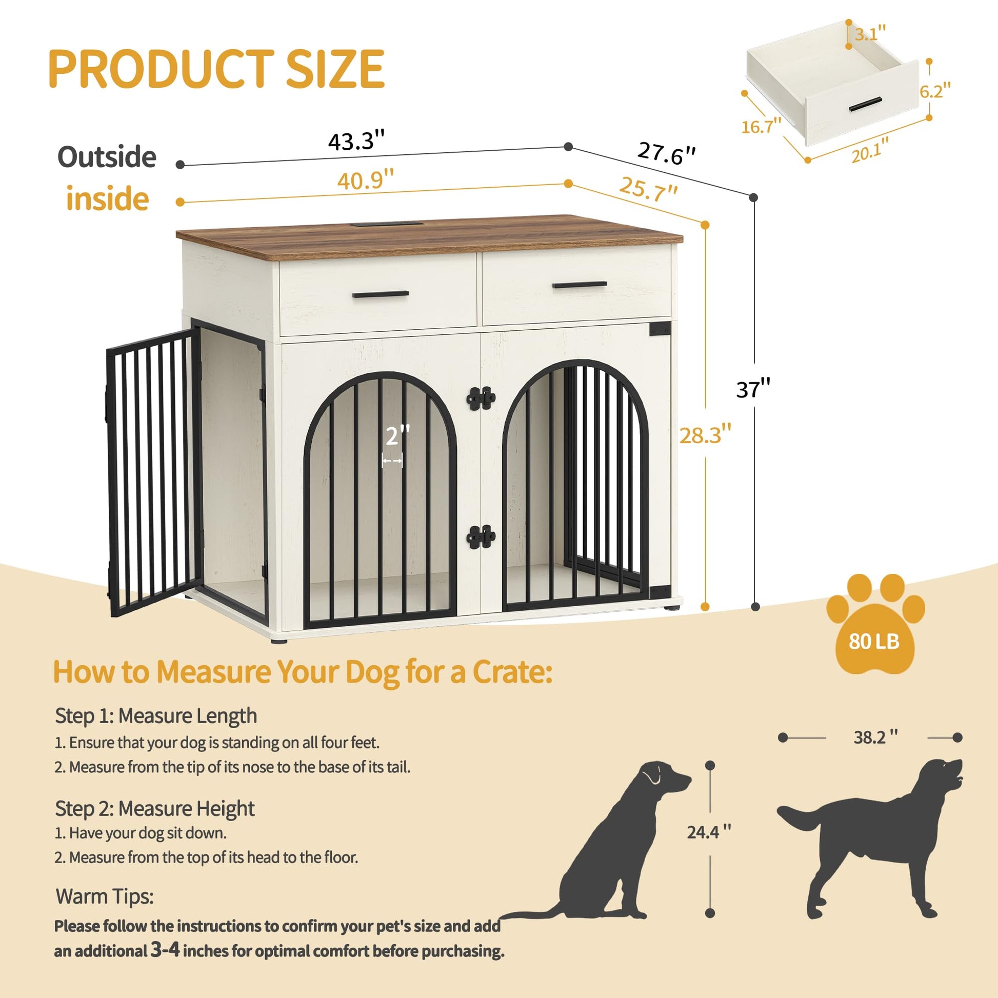 Hzuaneri 43.3'' Dog Crate Furniture with Storage &. Chosen for real quality, fits naturally into