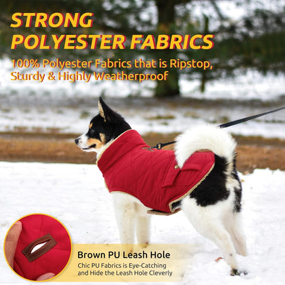 Queenmore Warm Coat for Cold Weather, Quilting Winter Jacket With Ultra Thick Plush Lining and Storage Pockets (Red, X-Small)