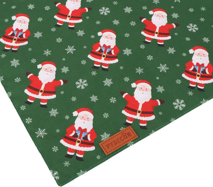 PTDECOR Christmas Dog Bandana, Xmas HOHO Santa Design Reversible Holiday Dog Scarf, Triangle Christmas Bandanas for Small Pets (Small)