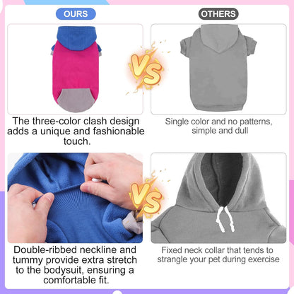 BEAUTYZOO Fleece Dog Hoodie Sweatershirt with Pocket and Leash Hole, Stretchy Small Medium Large Sized Dogs Clothes for Fall Winter Cold Days, Color Designer Warm Dog Jackets,French Bulldog Coats