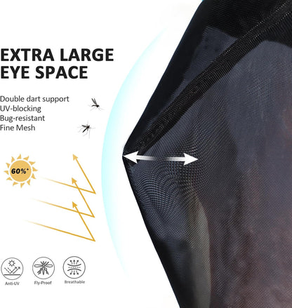 Harrison Howard Pro Luminous Horse Half Face Fly Mask Large Eye Space with Ears UV Protection for Horse Coral Orange L