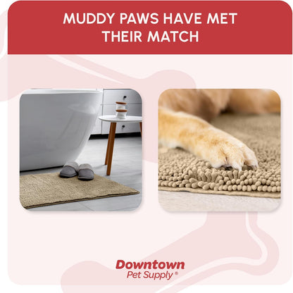 My Doggy Place Microfiber Dog Mat for Muddy Paws, 8' x 2' Oatmeal - Non-Slip, Absorbent and Quick-Drying Dog Paw Cleaning Mat, Washer and Dryer Safe - Hallway Runner