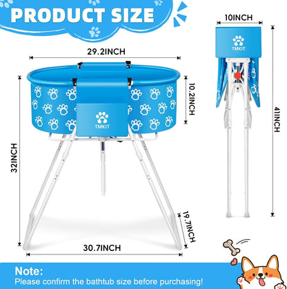 Dog Bathtub, Elevated Dog Bath Tub for Pet Bathing Shower and Grooming. Portable, Foldable with Safety Lock, Professional Pet Dog Washing Station for Small, Medium, Large Dogs Cats, No Backache