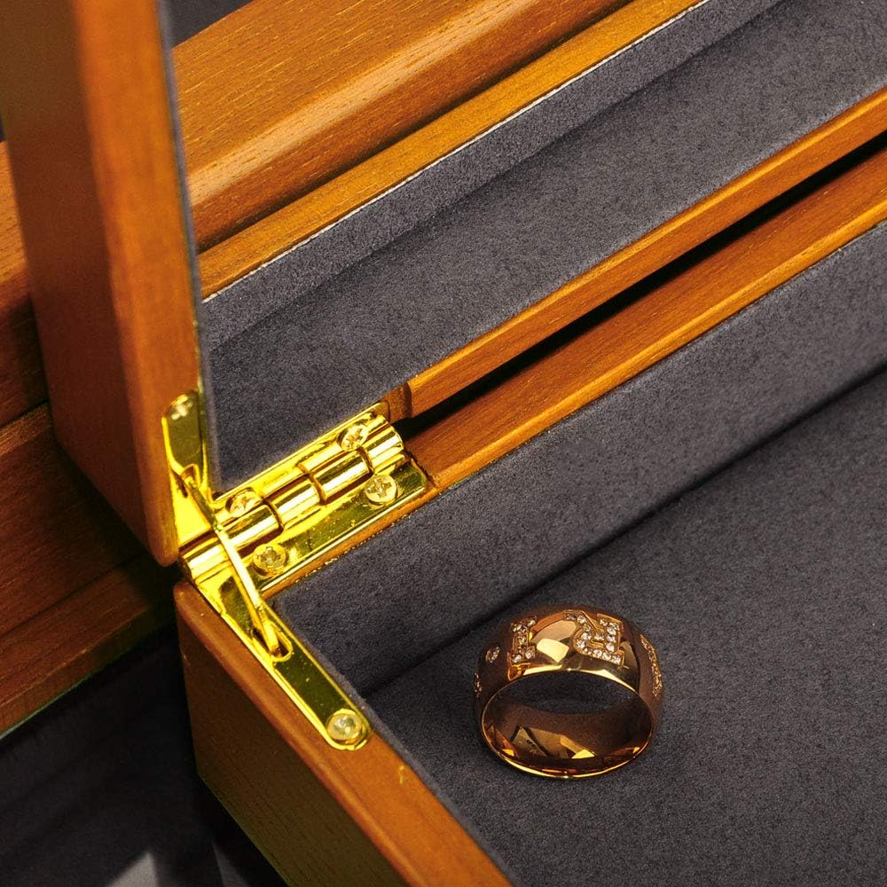 Oirlv Solid Wooden Jewelry Box with Lid Large Vintage jewelry Organizer Case for Women,Display Tray Drawer Trinket Organizer