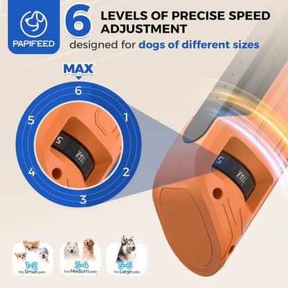 PAPIFEED High Torque Dog Nail Grinder Quiet - 6-Speed Adjustable Pet Nail Trimmer with 2 LED Lights & Dust-Proof Cover, Powerful Motor for Large/Medium/Small Dogs & Cats, Rechargeable - Orange